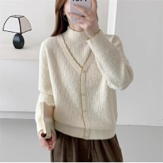 批发半高领长毛<b class='q'>欧根纱</b>套头针织衫[1881