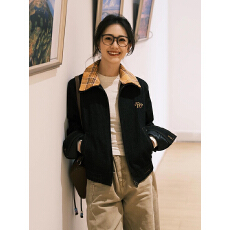 批发美式拼接早秋短款学院风牛仔外套女秋季2025新款小个子高级感上衣