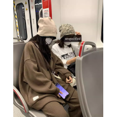 批发<b class='q'>加肥</b>特大码300斤运动两件套装男女冬加绒加厚华夫格外套休闲长裤