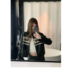 批发Hhyii 冷翠曼特 黑色复古机车皮衣外套女秋百搭休闲PU皮夹克上衣