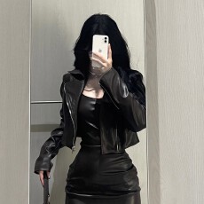 批发辣妹短款黑色皮衣外套女2026春秋新款高级感小个子PU皮夹克上衣潮