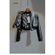 批发品质版2026秋装新款帅气百搭短款机车服夹克上衣高腰PU皮衣外套女