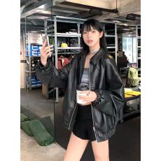 批发黑色PU<b class='q'>皮衣</b>外套女潮牌2024春秋季新款设计感百搭短款美式复古夹克