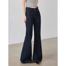 批发莱赛尔天丝微喇叭牛仔裤女秋<b class='q'>冬</b>高腰显瘦修身垂感阔腿不贴腿马蹄裤