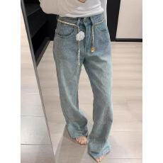 批发浅蓝色提花牛仔裤女2026新款高腰显瘦宽松直筒阔腿拖地长<b class='q'>裤子</b>