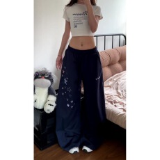批发爵士舞潮流星星百搭弯刀休闲卫裤女秋<b class='q'>冬</b>新款宽松显瘦慵懒风阔腿裤