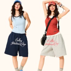 美式复古字母印花运动短裤男女2025夏季新款宽松休闲百搭五分裤子