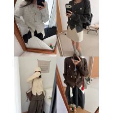 批发2026秋季新款今年流行爆款杏色花朵针织衫<b class='q'>女</b>独特漂亮毛衣外套上衣