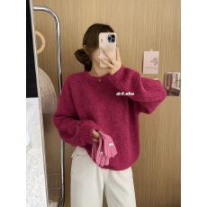 批发毛绒感慵懒风圆领毛衣女秋冬<b class='q'>宽松</b>软糯套头针织衫洋气上衣厚内搭