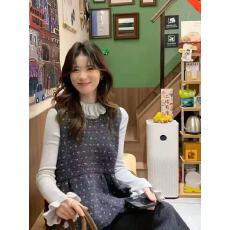 批发韩系小碎花圆领无袖灯笼马甲女春秋新款<b class='q'>甜美</b>减龄叠穿针织背心上衣