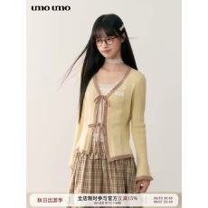 批发乌蘑<b class='q'>甜美</b>复古撞色钩花外套爱心镂空系带针织薄开衫