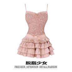 批发微胖mm法式复古蕾丝亮片上衣女夏辣妹性感千金风<b class='q'>蓬蓬</b>蛋糕短<b class='q'>裙套装</b>