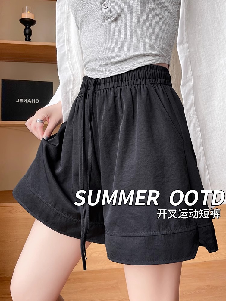 MY10954# 胖MM大码运动短裤女夏季薄款高腰显瘦阔腿休闲速干宽松短裤...