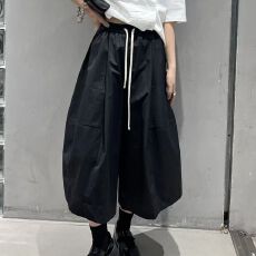批发大码宽松休闲半身裙裤女胖m'm<b class='q'>阔腿裤</b>裙百搭松紧腰七分裤子
