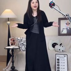 批发大码松弛感穿搭套装女<b class='q'>春</b>秋胖MM长袖开衫外套高腰垂感半身