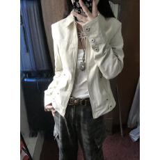 批发美式复古翻领古早辣妹工装<b class='q'>外套</b>女秋季设计感<b class='q'>修身</b>显瘦百搭夹克上衣