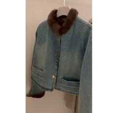 批发美式复古加厚牛仔外套女秋冬新款甜酷风宽松短款加绒网红夹克上衣