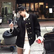 批发张子墨同款金双排扣黑白拼接设计感外套<b class='q'>男</b>小香风高级痞帅宽松夹克
