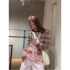 批发柔软舒适 进口长毛<b class='q'>马海毛</b>磨毛针织<b class='q'>开衫</b>彩色条纹外套毛衣2025春秋