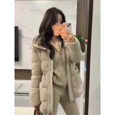 批发<b class='q'>韩版</b>纯色老钱风连帽棉服女百搭时尚收腰显瘦减龄气质保暖加厚棉衣