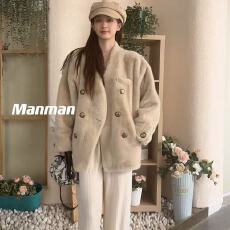 批发2025<b class='q'>秋</b>冬季年轻款环保皮草短款宽松版加棉加厚仿水貂绒毛毛外套女