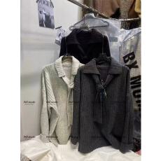 批发十三行女装韩系复古翻领加厚毛衣秋<b class='q'>冬</b>宽松休闲慵懒风高级感针织衫