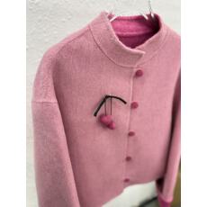 批发新中式国风爆款短款毛呢大衣外套女显瘦小个子立领樱桃挂件秋冬季