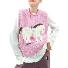 批发小马粉色背心2025宽松新爆款时尚百搭外穿<b class='q'>甜美</b>清新淡人穿搭废土风