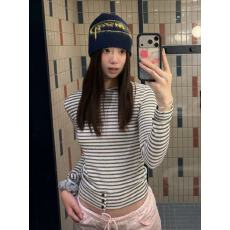 批发【条纹纽扣】韩系校园风长袖恤女INS超火秋冬显瘦上衣<b class='q'>服</b>