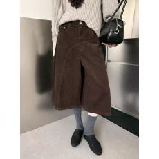 批发拉德灯芯绒阔腿<b class='q'>七分</b>裤女秋冬2025大码直筒新款垂感休闲裤子