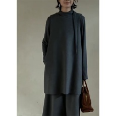 批发淡人高知老钱风穿搭重要场合漂亮灰色背心裙内搭七分裤套<b class='q'>装</b><b class='q'>女</b>