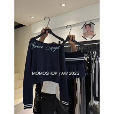 批发韩版春秋季新款美式风时尚休闲宽松斜领字母印花<b class='q'>T</b><b class='q'>恤</b>半身短裙套装