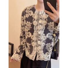 复古法式拼接蕾丝花边短外套2025秋冬新款小个子时髦洋气上衣长袖