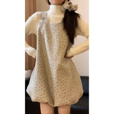 批发套装女冬季韩系碎花无袖<b class='q'>花苞</b>连衣<b class='q'>裙</b>女修身显瘦内搭高领打底衫上衣