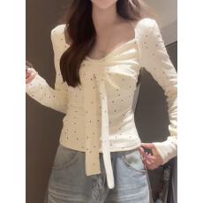 批发【纯欲波点】韩系校园风长袖t恤女INS超火秋冬保暖上衣<b class='q'>服</b>