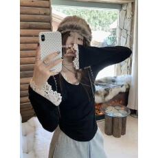 太爱啦!!纯欲蕾丝韩系校园风长袖t恤女INS超好秋冬保暖打底衫