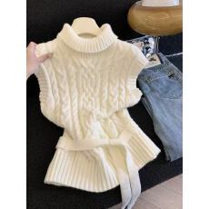 批发美拉德甜美风堆堆领加厚针织坎肩马甲<b class='q'>背心</b>