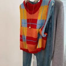 批发彩色坎肩工字针织背心马甲女外穿时尚无袖上衣高级感外搭2025新款