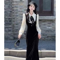 批发高端名媛<b class='q'>连衣裙</b>女2025春秋季新款气质高级感收腰显瘦长裙