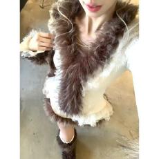 批发纯欲风毛领拼接蕾丝花边<b class='q'>长</b>袖上衣女秋冬复古气质毛毛<b class='q'>裙裤</b>显瘦套装