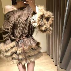 批发复古御姐风超好看收腰蓬蓬连衣裙小众洋气漂亮独特针织裙2025秋季