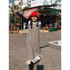 批发复古条纹圆领针织背心<b class='q'>连衣裙</b>女秋冬新款小个子宽松保暖流苏长裙子