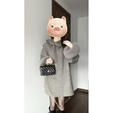 批发慵懒风蝴蝶结灰色毛呢斗篷外套女2026早春新款宽松呢子大衣中长款