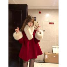 批发套装女2026早春新款新年战袍毛呢外套毛毛拼接上衣高腰显瘦短裤潮