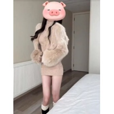 批发套装女2025秋冬新款韩版短款毛毛<b class='q'>外套</b>气质上衣纯欲针织包臀<b class='q'>连衣裙</b>