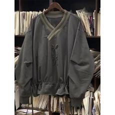 批发韩系v领套头蝴蝶结卫衣女春秋2026新款爆款宽松慵懒风设计感上衣