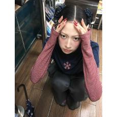 批发假两件条纹圆领长袖<b class='q'>t</b><b class='q'>恤</b>女秋冬精棉拼接内搭打底修身显瘦撞色上衣