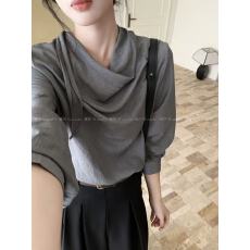 批发设计衬衫飘带荡领长袖2026新款春季韩版宽松慵懒衬衣气质上衣女