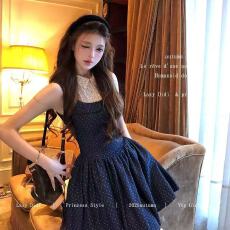 批发Lazy复古派对 假两件波点<b class='q'>提花</b><b class='q'>连衣裙</b>miu感娃娃领公主蓬蓬裙