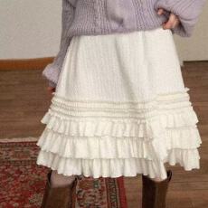 批发蛋糕针织裙 A字短裙甜美可爱花边<b class='q'>高腰</b>显瘦针织短裙百搭<b class='q'>半身裙</b>短裙